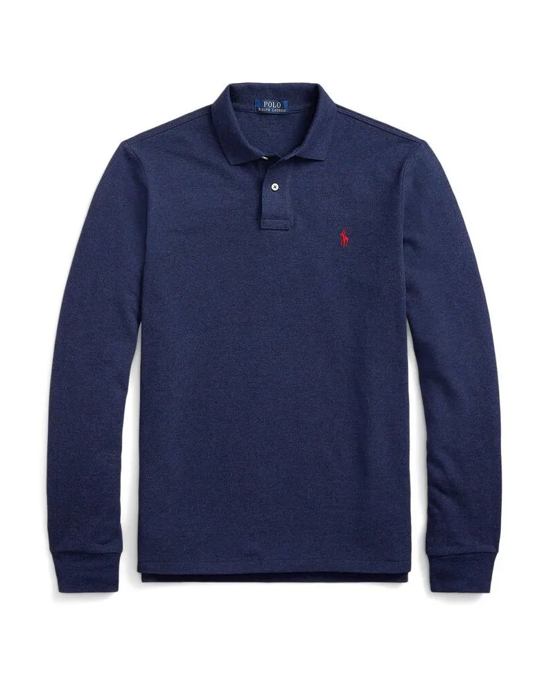Ralph Lauren Herren Poloshirt Custom Slim Fit Langarm Navy