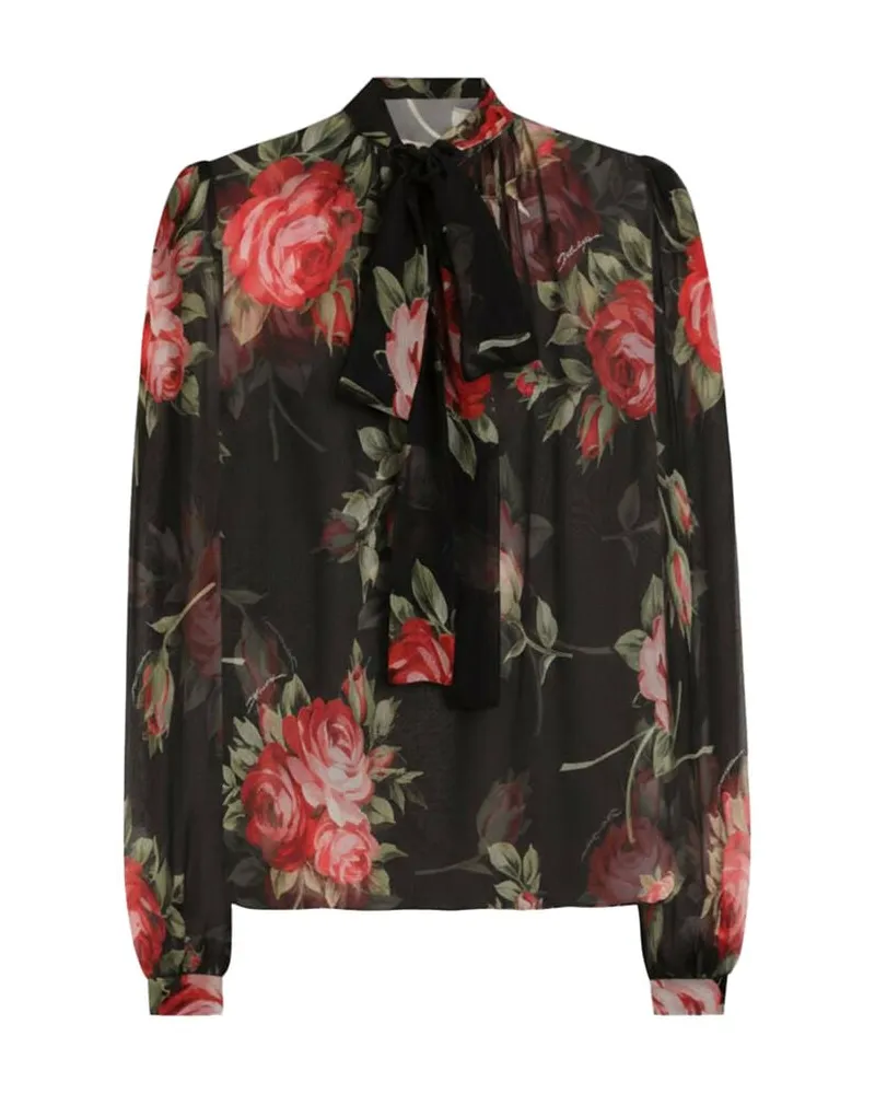 Dolce & Gabbana Damen Seidenbluse Schwarz