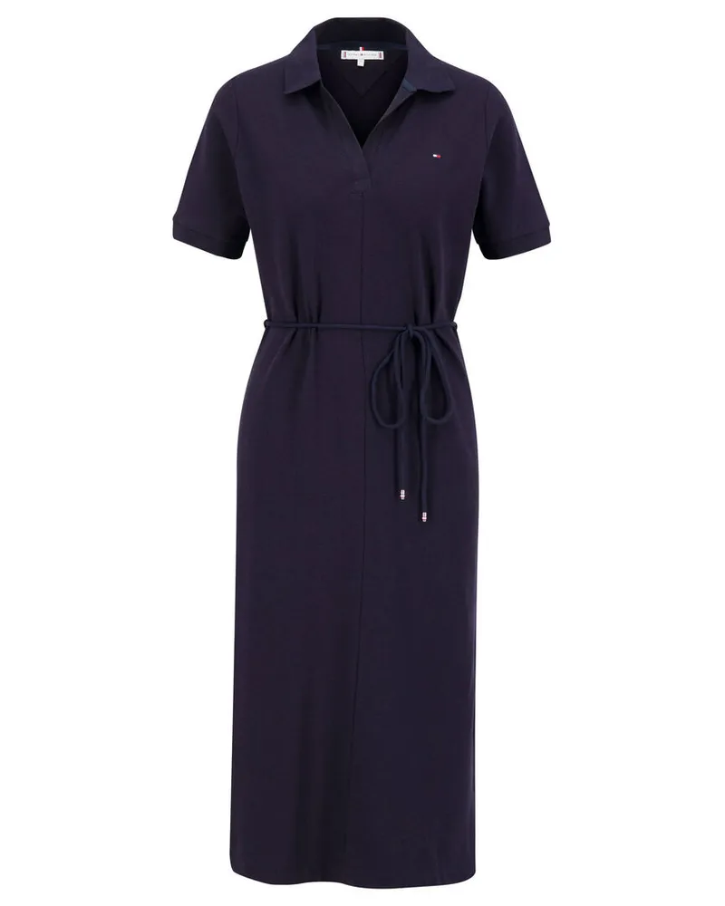 Tommy Hilfiger Damen Polokleid mit Bindegürtel Marine