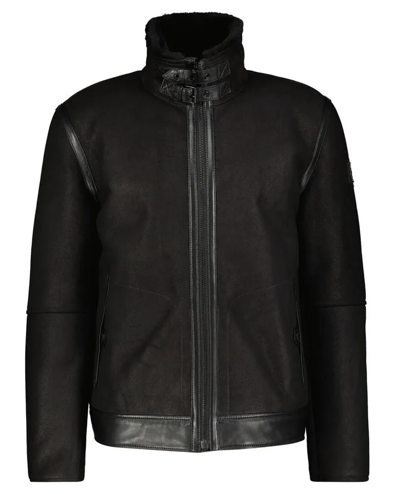 Strellson Herren Lederjacke SHELTER-DF mit Lammfell Schwarz