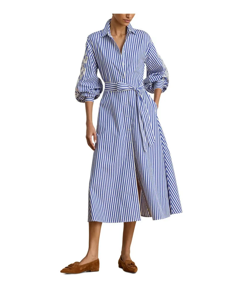 Ralph Lauren Damen Blusenkleid mit Lochstickerei Blue