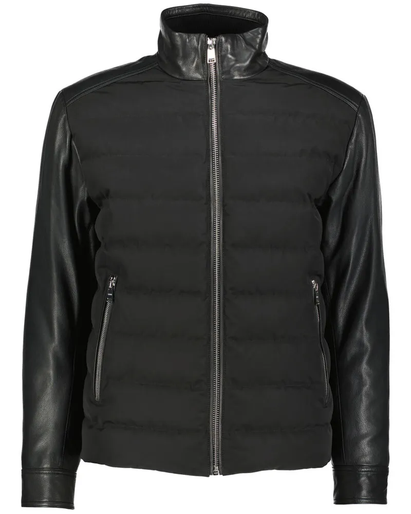 HUGO BOSS Herren Jacke mit Leder C-MERSINO Schwarz