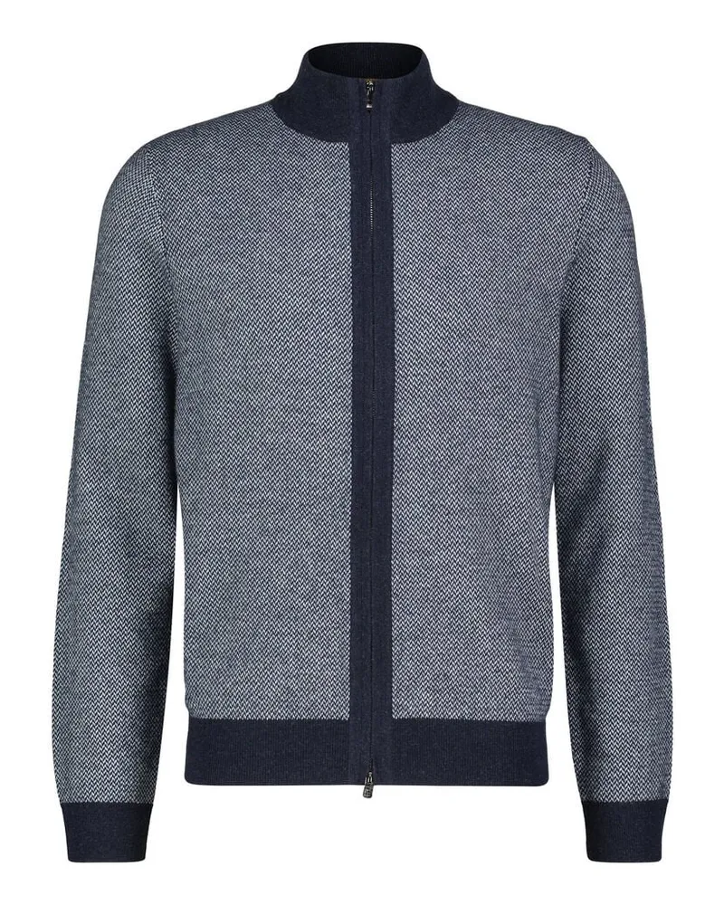 HUGO BOSS Herren Strickjacke aus Woll-Mix Marine