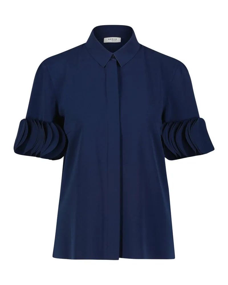 Akris Damen Kurzarmbluse verkürzt Marine