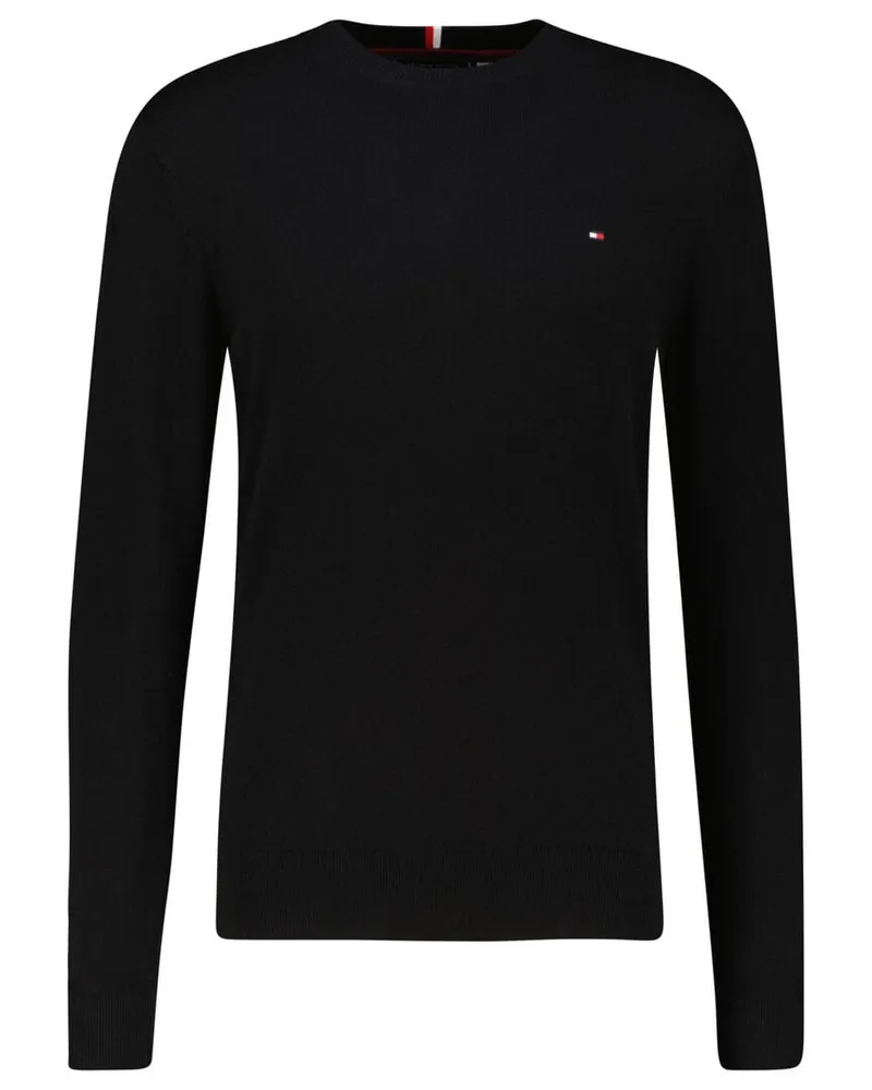 Tommy Hilfiger Herren Strickpullover Rundhals Baumwolle/Kaschmir Regular Fit Schwarz
