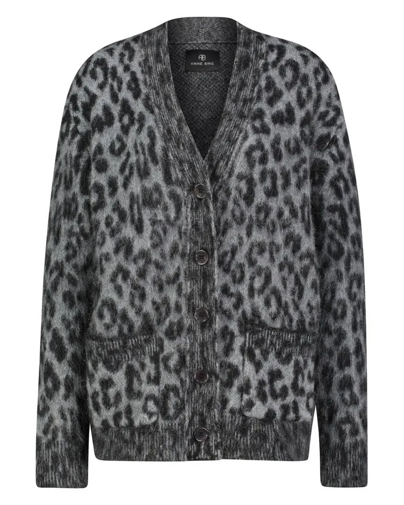 Anine Bing Damen Strickjacke mit Alpaka BANKS CARDIGAN Anthrazit