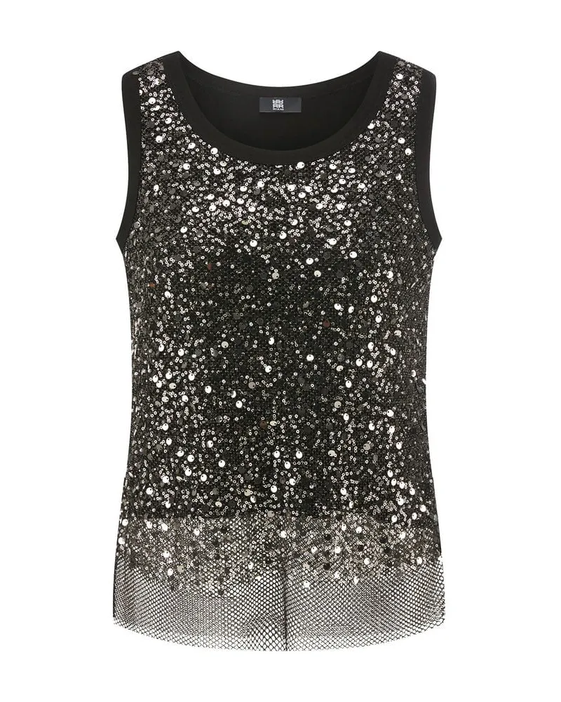 Riani Damen Top mit Pailletten Schwarz