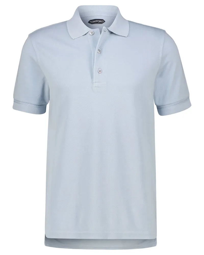 Tom Ford Herren Poloshirt mit Lyocell Bleu