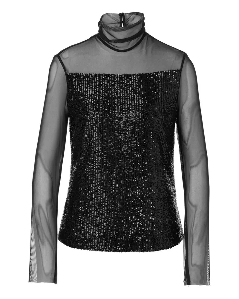 Marc Cain Damen Bluse mit Pailetten Schwarz