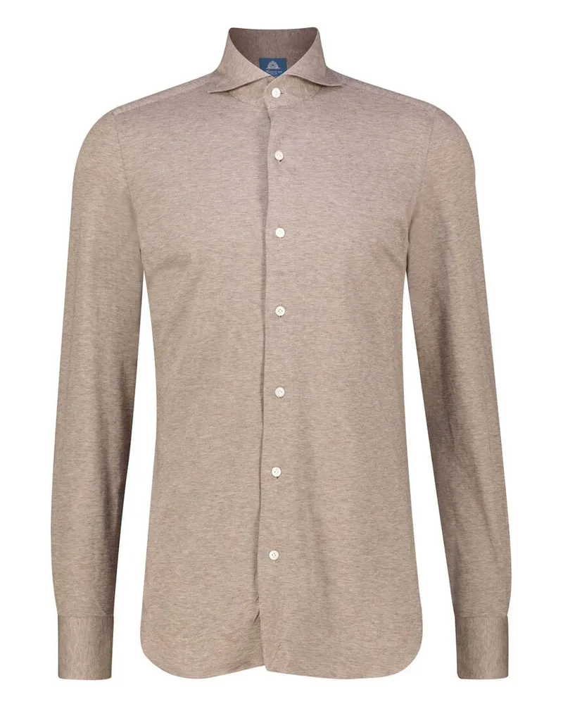 Finamore 1925 Herren Jerseyhemd TORONTO SERGIO Slim Fit Braun