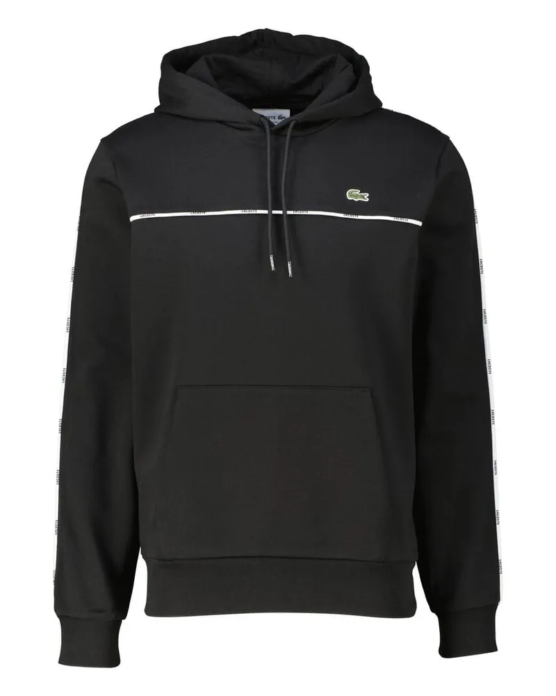 Lacoste Herren Hoodie mit Logo-Streifen Classic Fit Schwarz