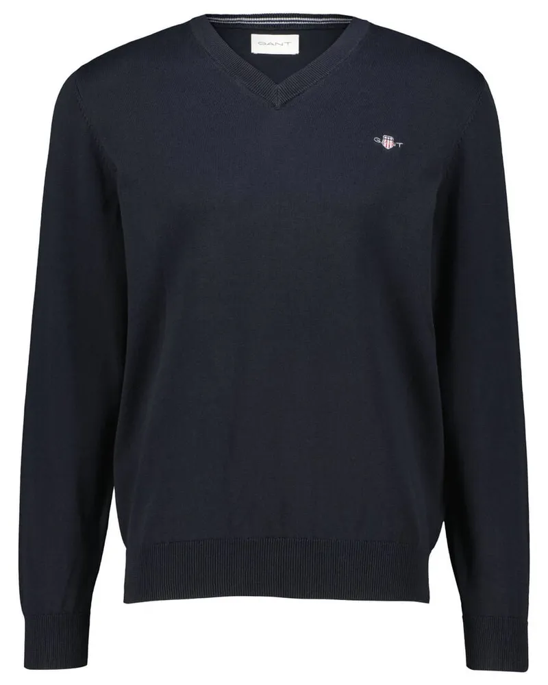 Gant Herren Strickpullover CLASSIC COTTON V-NECK Schwarz