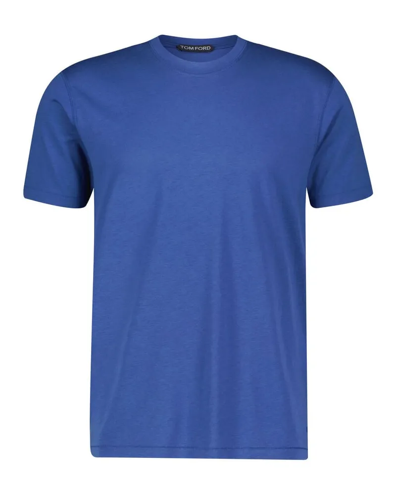 Tom Ford Herren T-Shirt aus Lyocell aus Baumwolle Regular Fit Blau