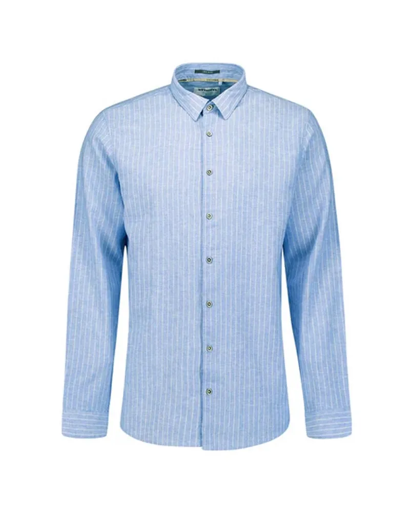 No Excess Herren Hemd Regular Fit Bleu