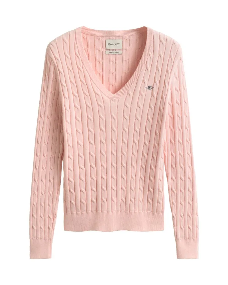 Gant Damen Strickpullover mit Zopfmuster Slim Fit Apricot