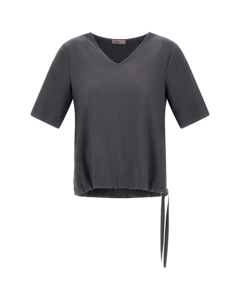 Herno Damen T-Shirt aus Flanell Anthrazit