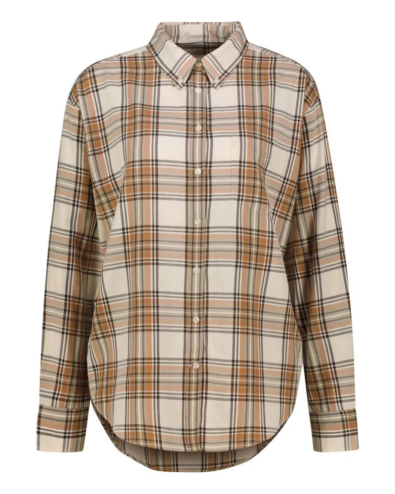 Gant Damen Flanellbluse aus Baumwolle und Viskose Offwhite