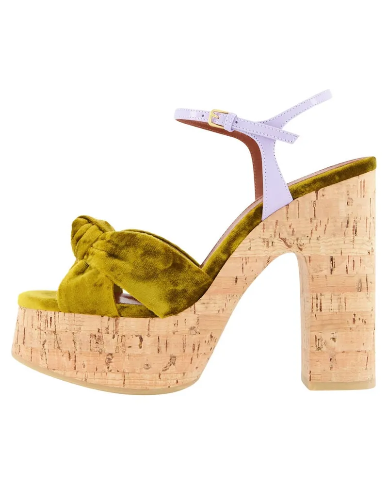 Saint Laurent Damen Plateausandalen BIANCA 85 Sand