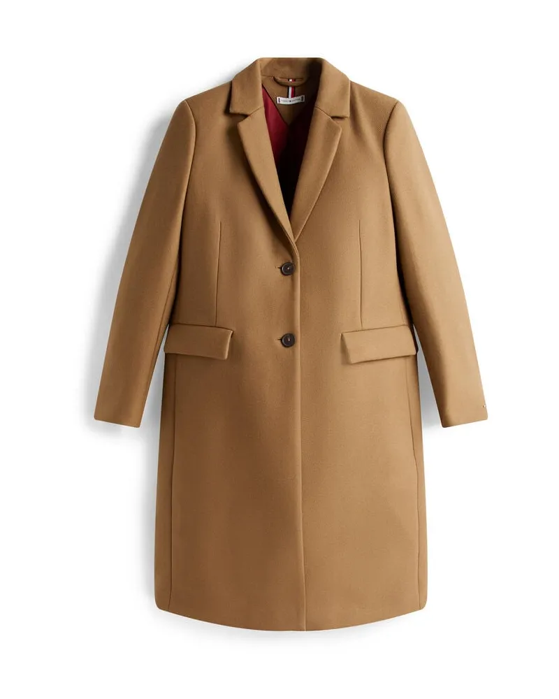 Tommy Hilfiger Damen Mantel mit Wolle und Kaschmir Nougat