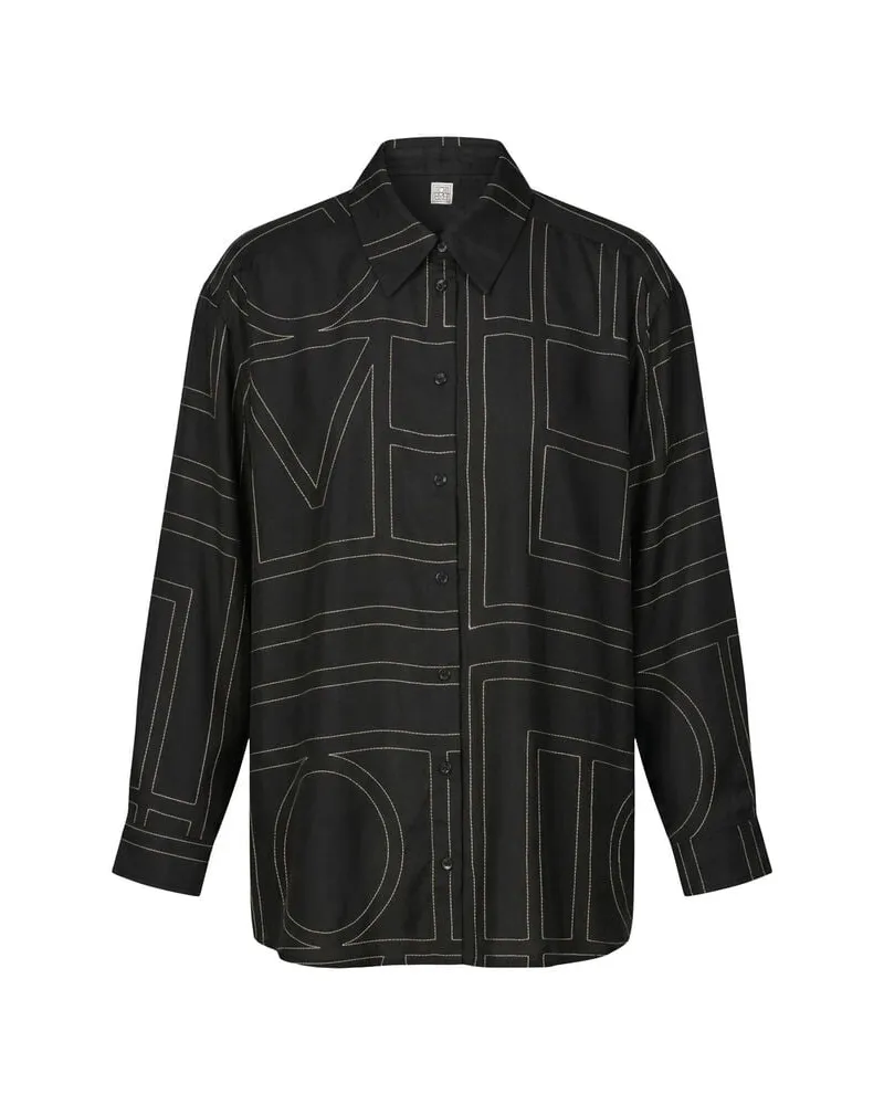 Totême Damen Bluse aus Seide Schwarz