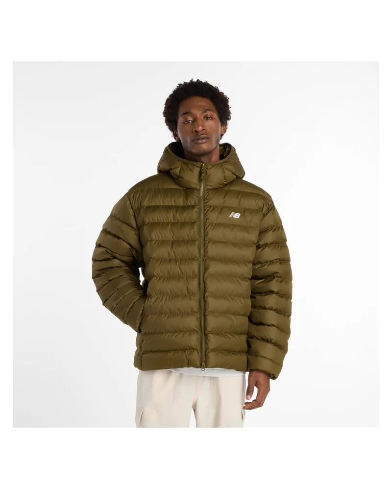New Balance Herren Steppjacke mit Kapuze HOODED PUFFER JACKET Braun