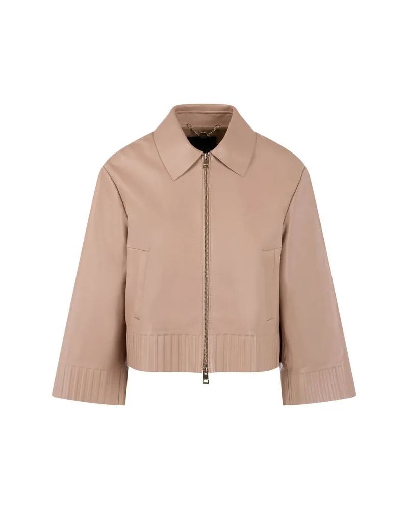 Marc Cain Damen Lederjacke aus Lammnappaleder Sand