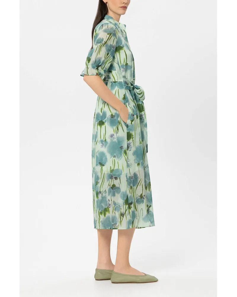 Luisa Cerano Damen Kleid mit Flower-Print Aqua