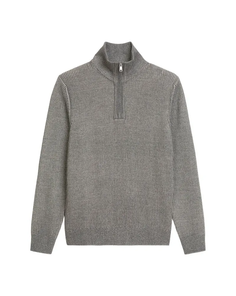 Marc O'Polo Herren Pullover TROYER Regular Fit aus Baumwoll-Schurwoll-Mix Grau