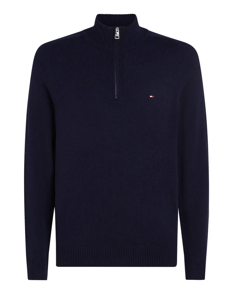 Tommy Hilfiger Herren Troyer mit Wolle LAMBSWOOL ZIP MOCK Marine
