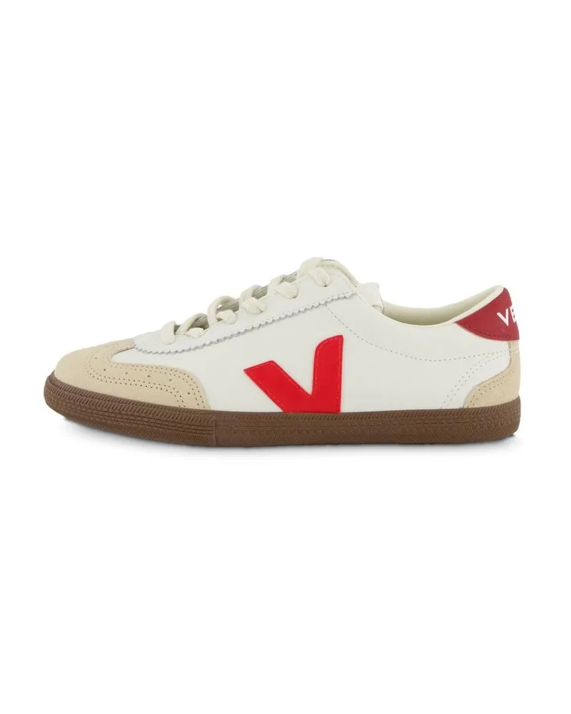 VEJA Damen Sneaker VOLLEY LEATHER WHITE PEKIN BARK aus Leder Weiss