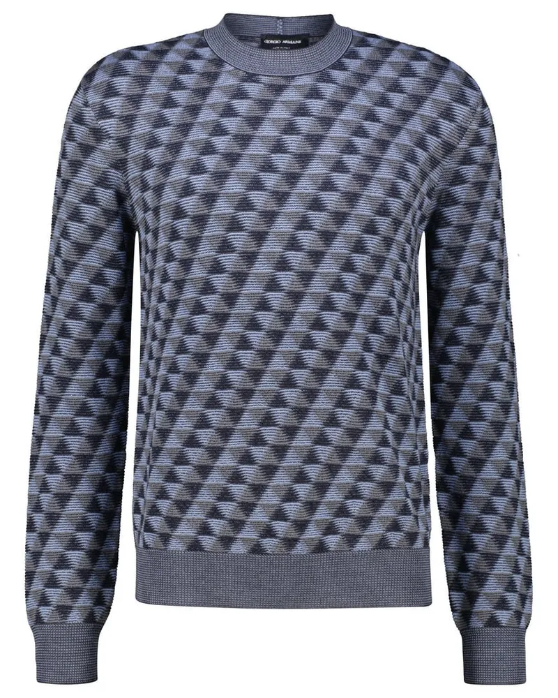 Giorgio Armani Herren Strickpullover aus Wolle Marine
