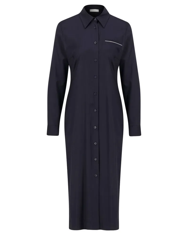 Peserico Damen Hemdblusenkleid mit Wolle Marine