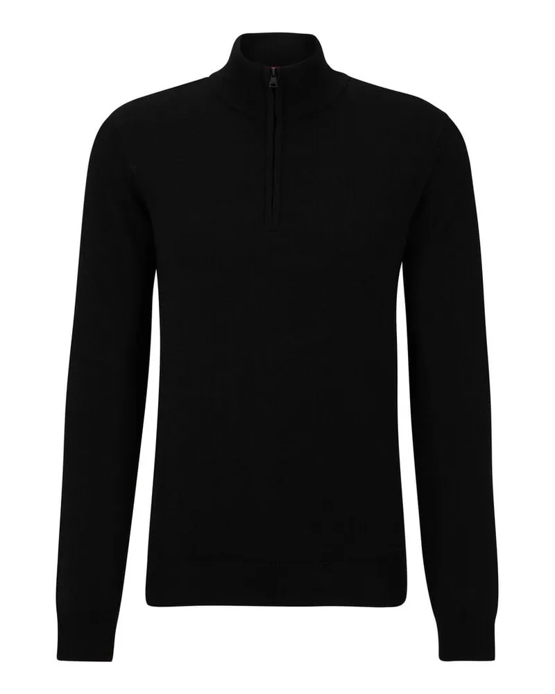 HUGO BOSS Herren Strickpullover aus Wolle SAN-QUIRIN-M Schwarz