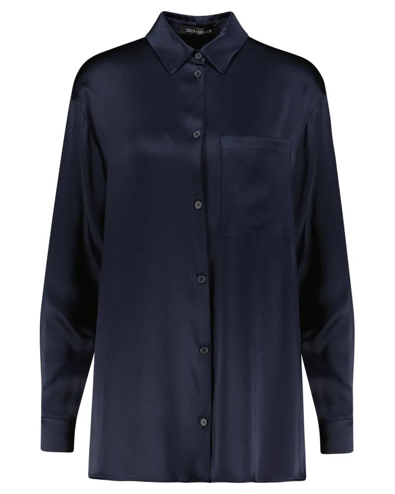 Iris von Arnim Damen Satinbluse ARIZONA mit Seide Oversized Fit Marine