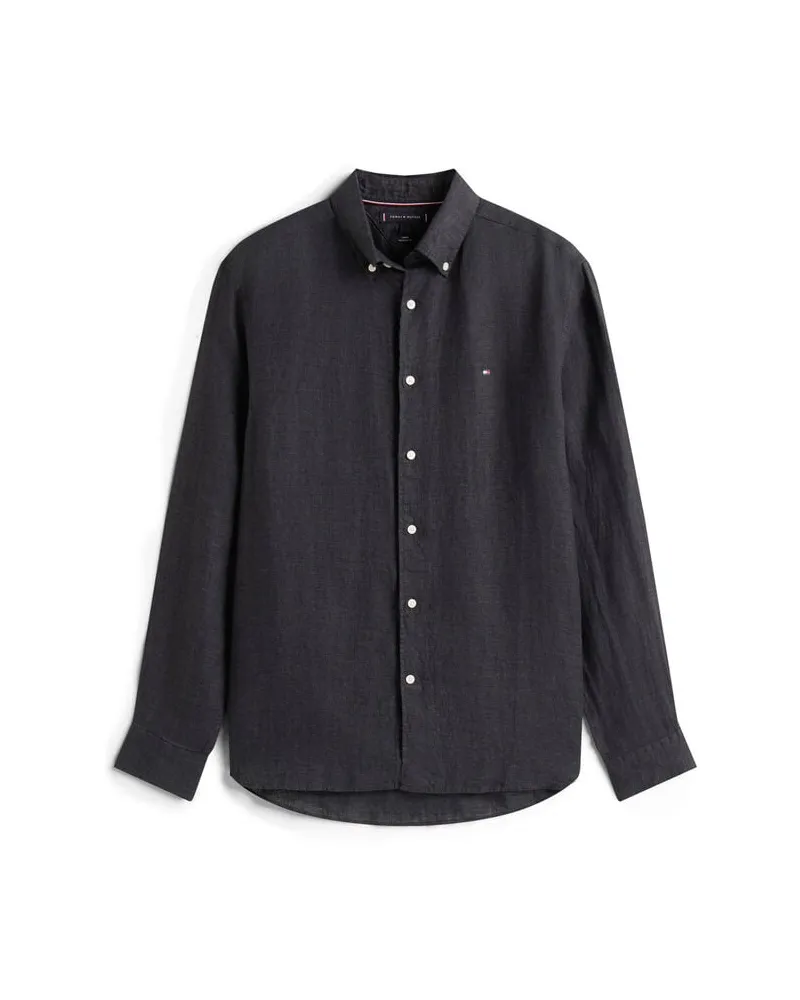 Tommy Hilfiger Herren Hemd aus Leinen Schwarz