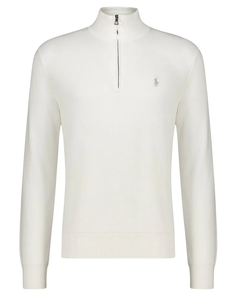 Ralph Lauren Herren Strickpullover aus Baumwolle mit Troyerkragen Weiß
