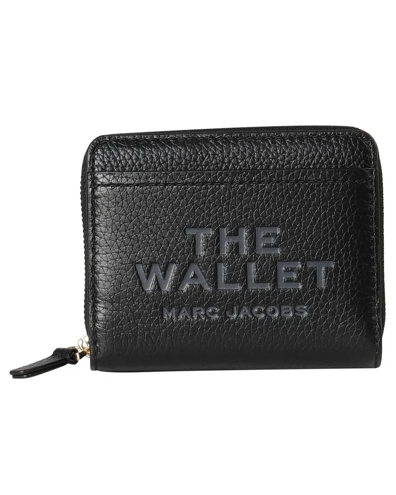 Marc Jacobs Damen Geldbörse THE LEATHER MINI COMPACT WALLET Schwarz