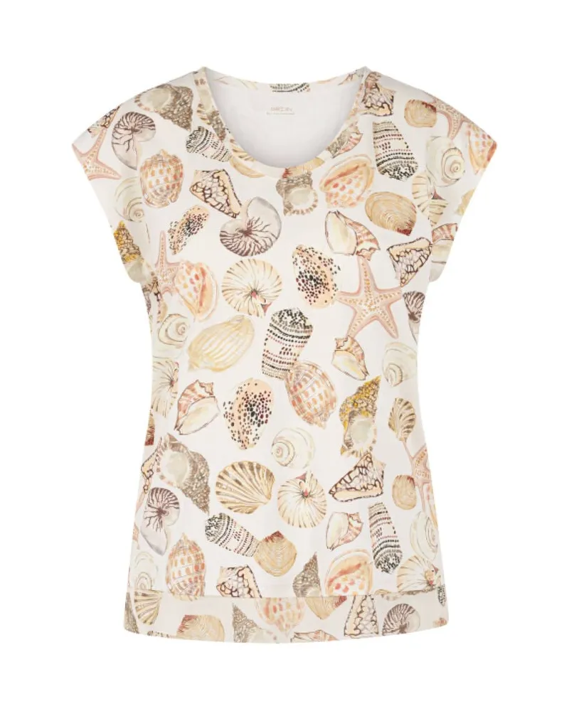Marc Cain Damen T-Shirt aus Baumwoll-Mix Weiss