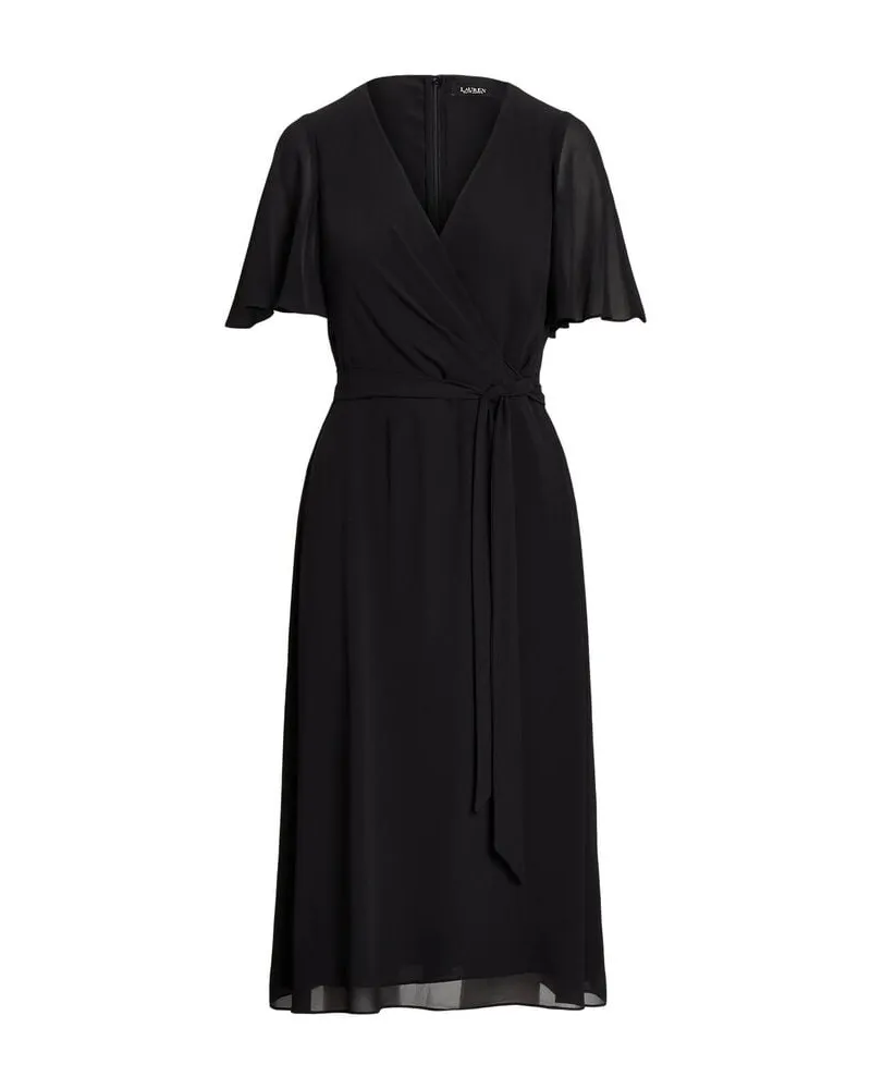 Ralph Lauren Damen Kleid in Wickeloptik Fit-and-Flare Schwarz
