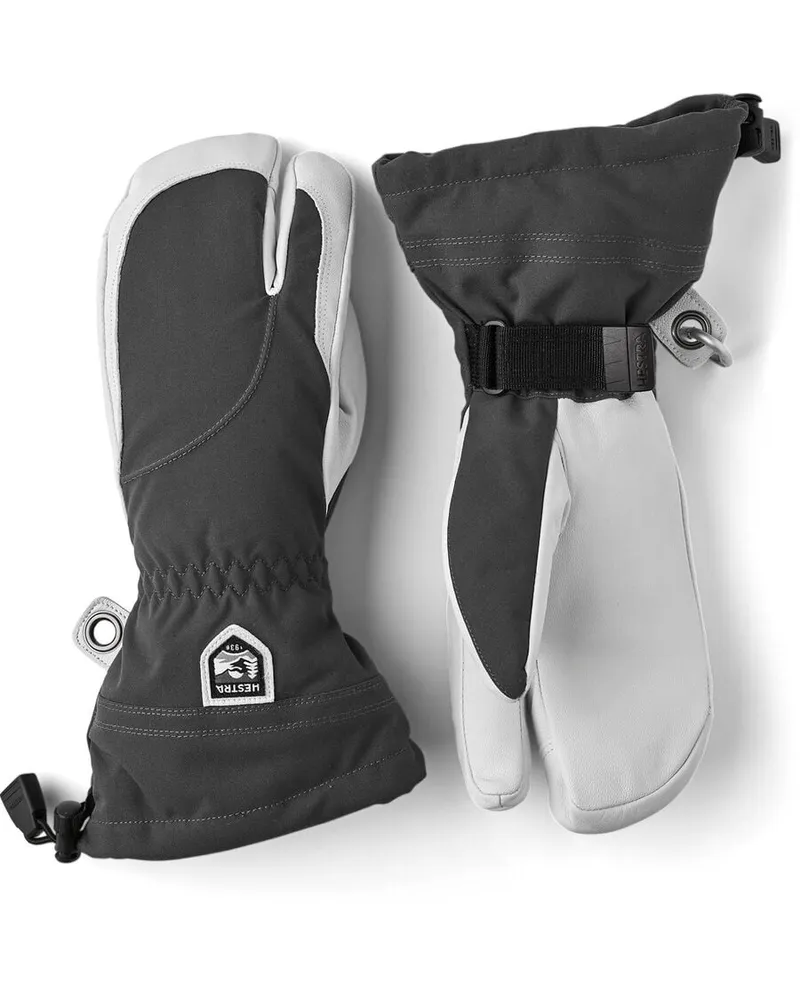 Hestra Damen Drei-Finger-Skihandschuhe HELI SKI FEMALE 3 mit Leder Dunkelgrau