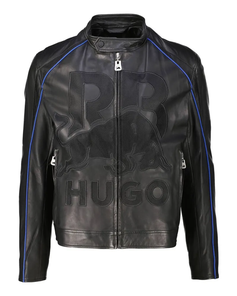 HUGO BOSS Herren Lederjacke LOMAKI_RB HUGO X RB Schwarz