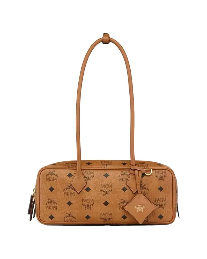 MCM Damen Schultertasche AREN VI SMALL Cognac