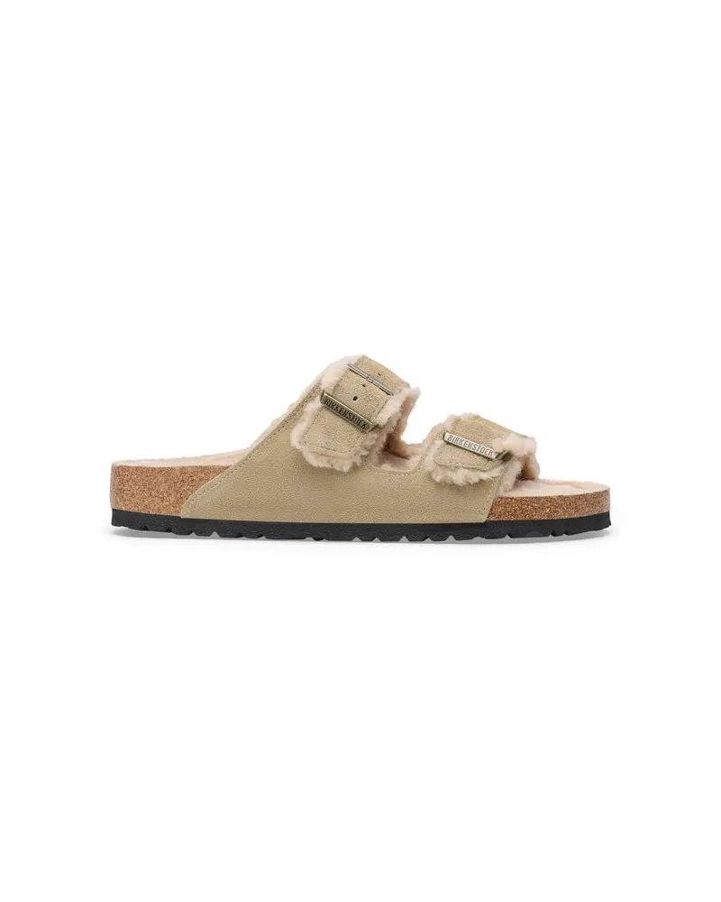Birkenstock Damen Pantoletten ARIZONA LAMMFELL Taupe