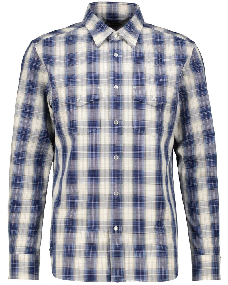 Tom Ford Herren Hemd WESTERN CHECK WESTERN SHIRT Blau