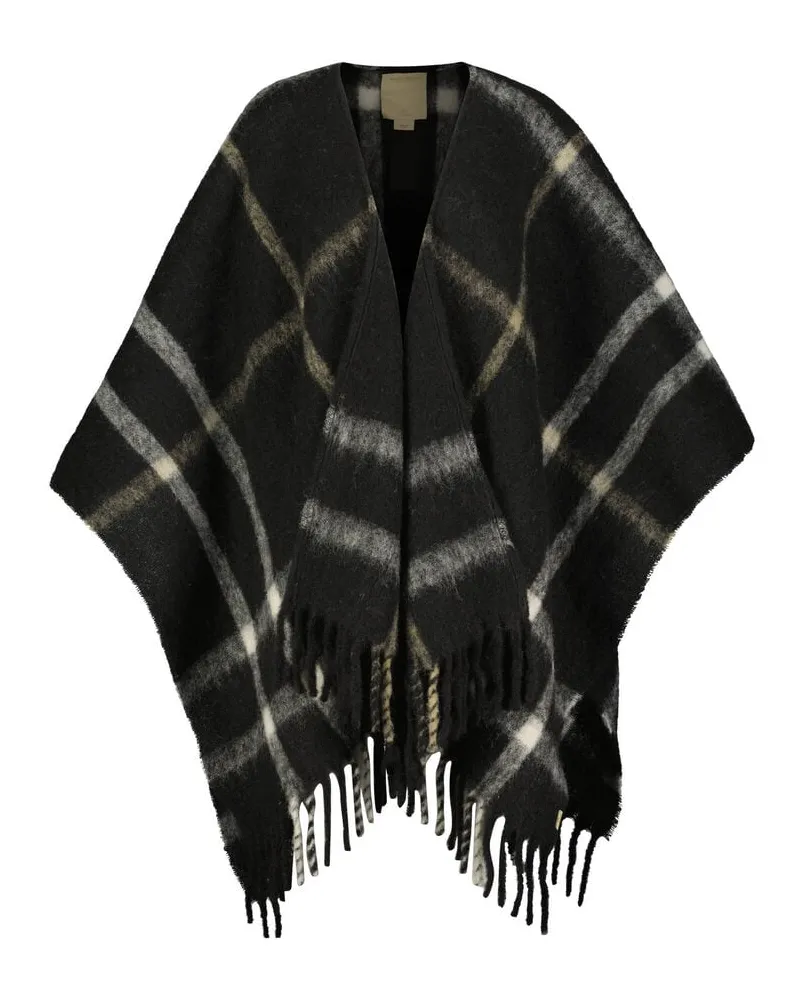 Woolrich Damen Cape mit Fransen Schwarz