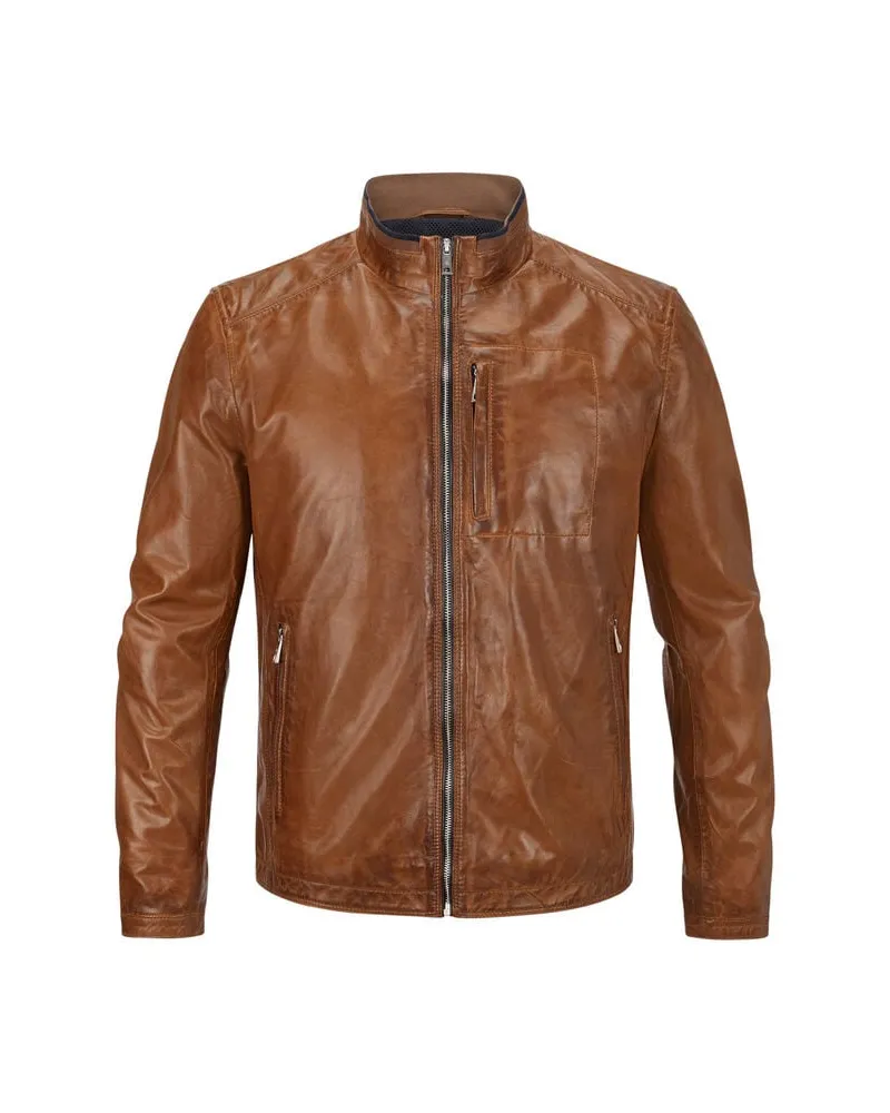 Milestone Herren Lederjacke MSJUMPER Cognac