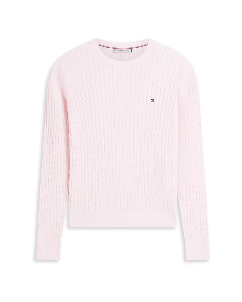 Tommy Hilfiger Damen Strickpullover aus Baumwolle mit Zopfmuster Regular Fit Rose