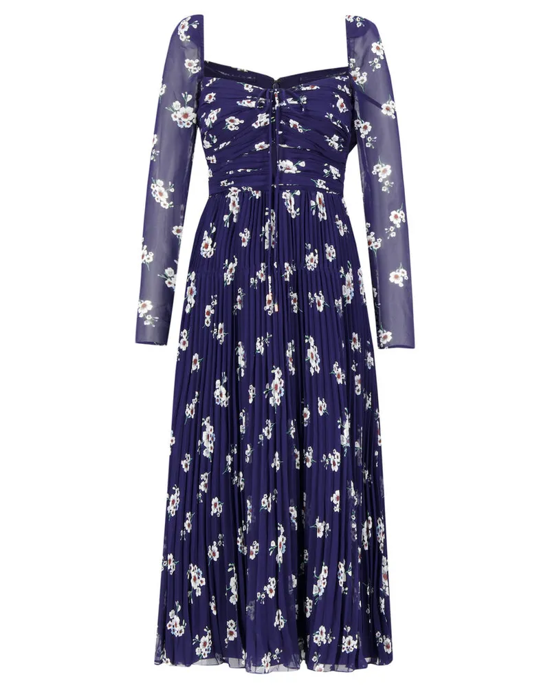 Self-Portrait Damen Kleid PANSY PRINT CHIFFON CUT OUT MIDI DRESS Mehrfarbig
