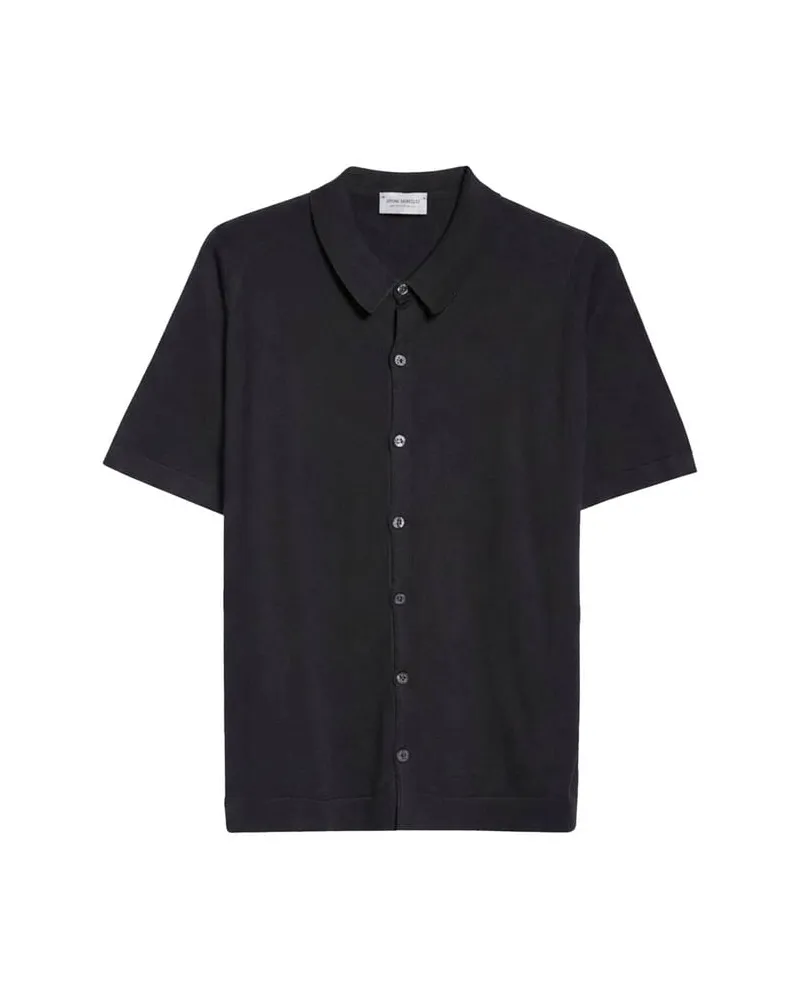 John Smedley Herren Strickpolo FOLKE Schwarz