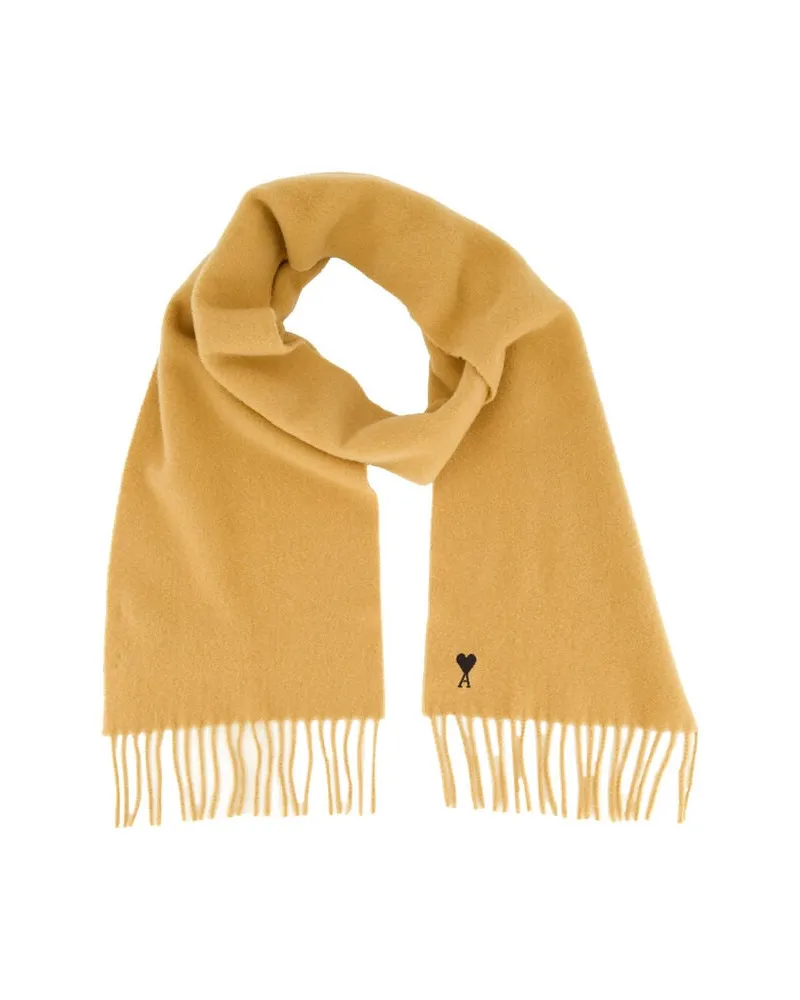 AMI Paris Wollschal mit Fransen Camel
